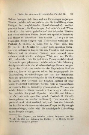 Der Gebrauch der griechischen Partikel TE mit besonderer Bezugnahme auf Homer