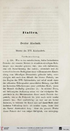 Zweiter Abschnitt : Italien ; Meister des XVI. Jahrhunderts
