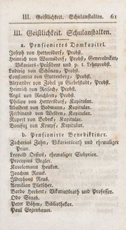 III. Geistlichkeit.Schulanstalten.