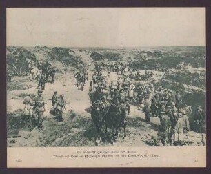Die Schlacht zwischen Aisne und Marne. Munitionskolonne im schwierigen Gelände auf dem Vormarsch zur Marne.