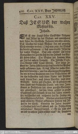 Cap. XXV. Daß Jesus der wahre Meßias sey