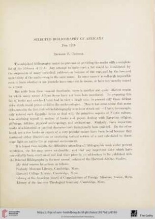 Selected Bibliography of Africana. For 1915