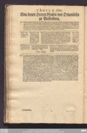 Tabula CXL. Von denen Herren Grafen von Orlamünda zu Plassenburg.