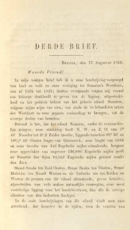 Derde brief. Batavia, den 17 Augustus 1854