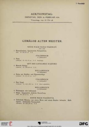 Gemälde alter Meister (Nr. 1-190)