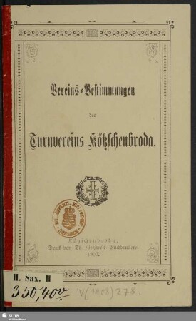 Vereins-Bestimmungen des Turnvereins Kötzschenbroda