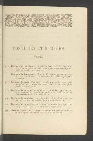 Costumes et étoffes