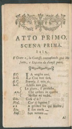 Atto Primo. - Erster Aufzug