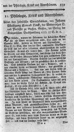 [12.] Philologie, Kritik und Alterthümer.