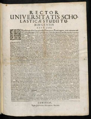 Rector Universitatis Scholasticae Studii Tubingensis Lect. Sal. : Expeditionis olim suae adversus Pharnacem ...