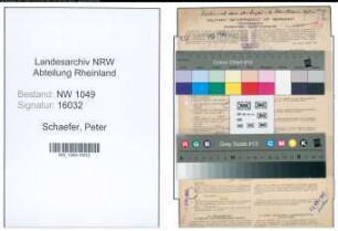 Entnazifizierung Peter Schaefer , geb. 06.05.1891 (Prokurist)