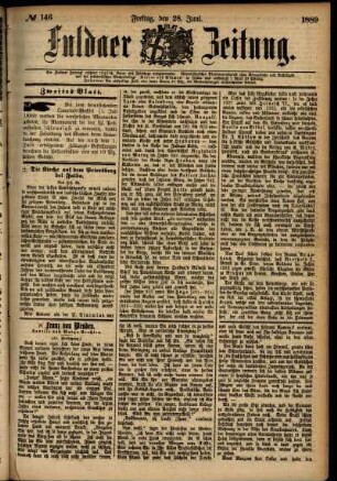 Zweite Ausgabe vom Freitag, den 28. Juni 1889.