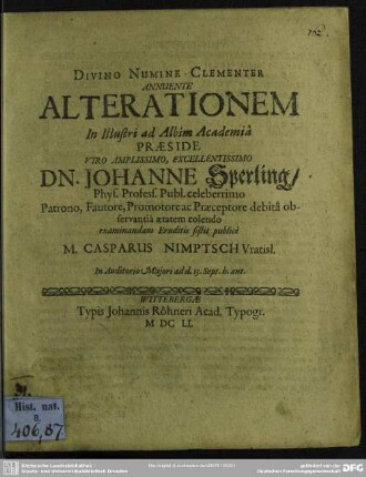 Divino Numine Clementer Annuente Alterationem
