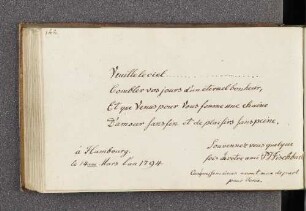 P[eter] J[akob] Fischbach. – Incipit: Veuille le ciel. – Hamburg, 14.03.1794