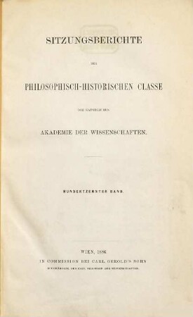 Sitzungsberichte. 110. 1885