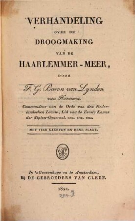 Verhandeling over de droogmaking van de Haarlemer-Meer