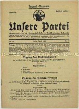Mitteilungsblatt der DNVP speziell über die Jugend in der Partei