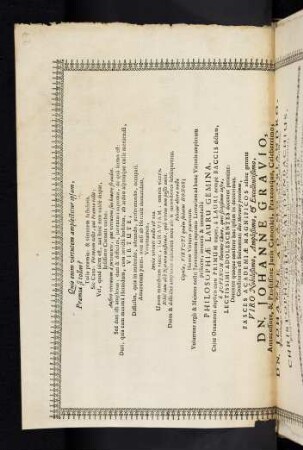 Quis enim virtutem amplectitur ipsam, Praemia si tollas? ... Christophorus Caldenbachius, Eloquentiae, Poetices, & Historiarum Professor Ordinarius, Qui nomine Collegij Amplissimi Inclytam eò Patrum Seriem, Juvenumque Cohortem Officiosè ac peramanter invitat