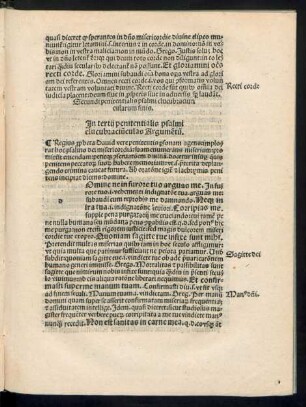 In tertii penitentialis psalmi elucubraciunculas Argumentum.