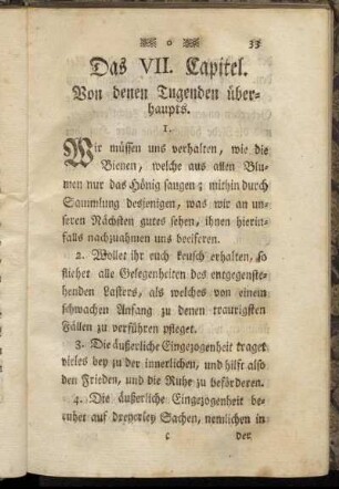 Das VII. Capitel. Von denen Tugenden überhaupts.