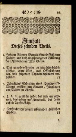 Innhalt Dieses zehnden Theils