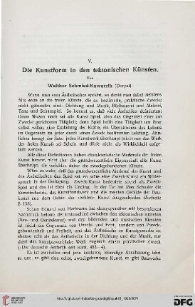 Die Kunstform in den tektonischen Künsten