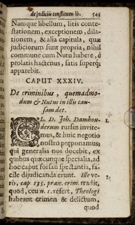 Caput XXXIV. De criminibus, quemadmodum & Nutus in illis causam det.
