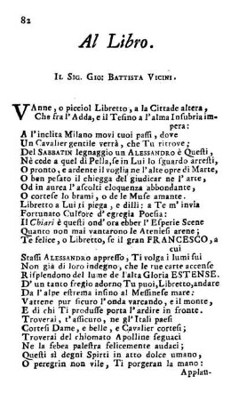 [Epistola Undecima] Al Libro. Il Sig. Gio: Battista Vicini.