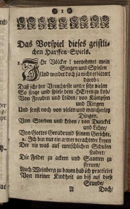 Das Vorspiel dieses geistlichen Harffen-Spiels.