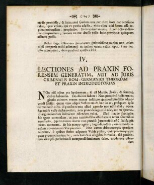 14-15, IV. Lectiones Ad Praxin Forensem ...