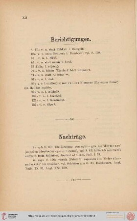 Berichtigungen / Nachträge