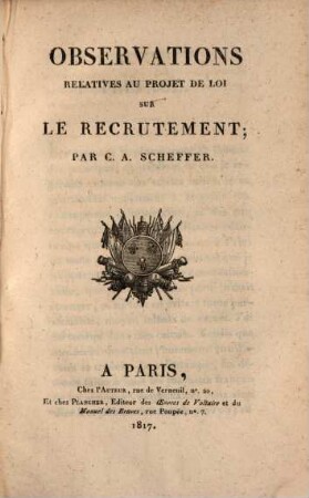 Observations relatives au projet de loi sur le secrutement