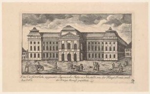 Das Japanische Palais in Dresden, Blick vom Palaisplatz nach Südwesten, Blatt Teil einer Reihe Dresdner Stadtansichten von Schlitterlau um 1770