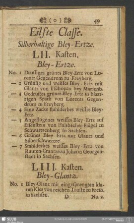 Eilfte Classe. Silberhaltige Bley-Ertze