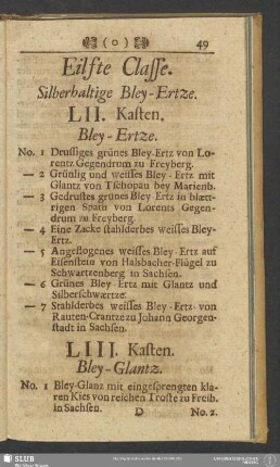 Eilfte Classe. Silberhaltige Bley-Ertze