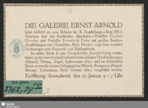 [Einladung zur II. Ausstellungs-Serie 1913]