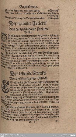 Der neundte Artickel. Von der Geschworne Probirer Befelch.