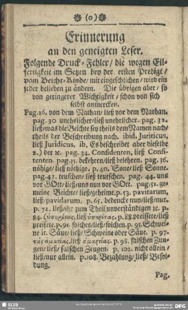 Erinnerung an den geneigten Leser
