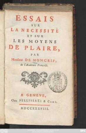 Essais Sur La Necessité Et Sur Les Moyens De Plaire
