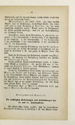 Vierzehntes Kapitel. Die wichtigsten Erfindungen und Entdeckungen des 14. und 15. Jahrhunderts