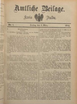 1: Beilage vom Freitag, 6. März 1914