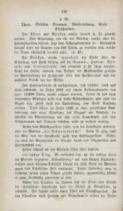 §. 36. Thore. Brücken. Brunnen. Wasserleitung. Siele. Straßenbau.