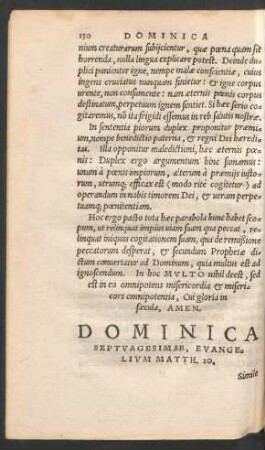 Dominica Septuagesimae ...