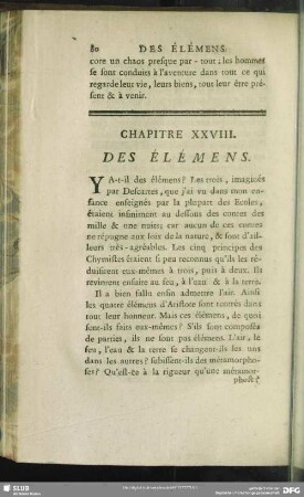 Chapitre XXVIII. Des Elémens
