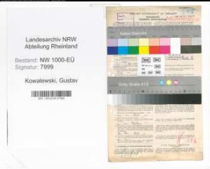 Entnazifizierung Gustav Kowalewski, geb. 07.11.1891 (Justizobersekretaer)