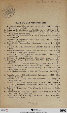 Hamburg und Niedersachsen (Nr. 1-72)