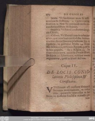 Caput IV. De Locis Consolationis Philosophicae, [et] Christianae.