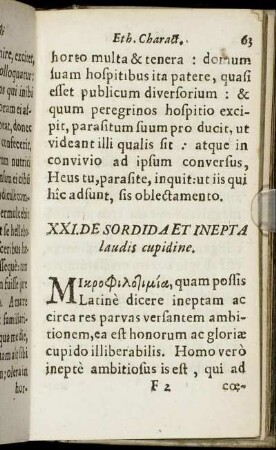XXI. De Sordida Et Inepta laudis cupidine. - XXVIII. De Maledicentia.