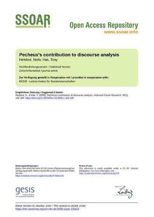 Pecheux's contribution to discourse analysis