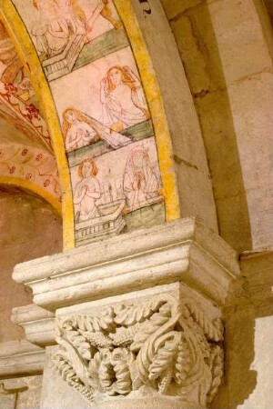 Frankreich. Lorraine. Meuse. Verdun. Cathedrale Notre Dame. Krypta. Romanische Blattkapitelle